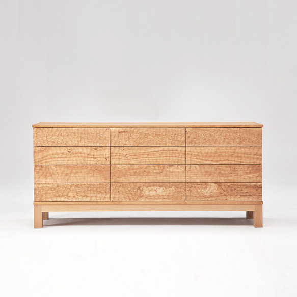 プッシュオープンキャビネット【オーク材】[スプーンカット・オイル仕上・ドロワー・チェスト・引き出し・サイドボード] 2cm 前板 大型便 開梱設置組立込み 木目