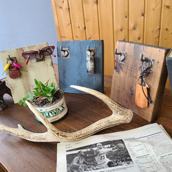 ②アップサイクルKey Hook 鍵掛けスタンド　カラー/シャビ―ホワイト　 2枚目の画像