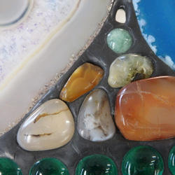 ステンドグラス☆メノウ天然石のランプ　(水晶やさざれ石) 7枚目の画像