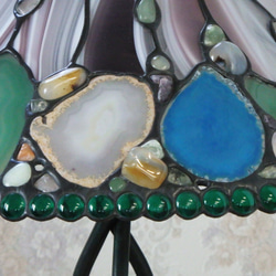 ステンドグラス☆メノウ天然石のランプ　(水晶やさざれ石) 3枚目の画像