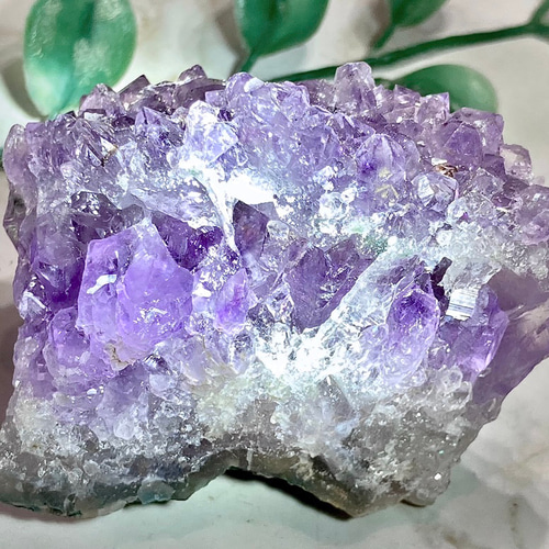 2段紫水晶✨ゲーサイト内包 虹入り アメジスト クラスター 原石 天然石 