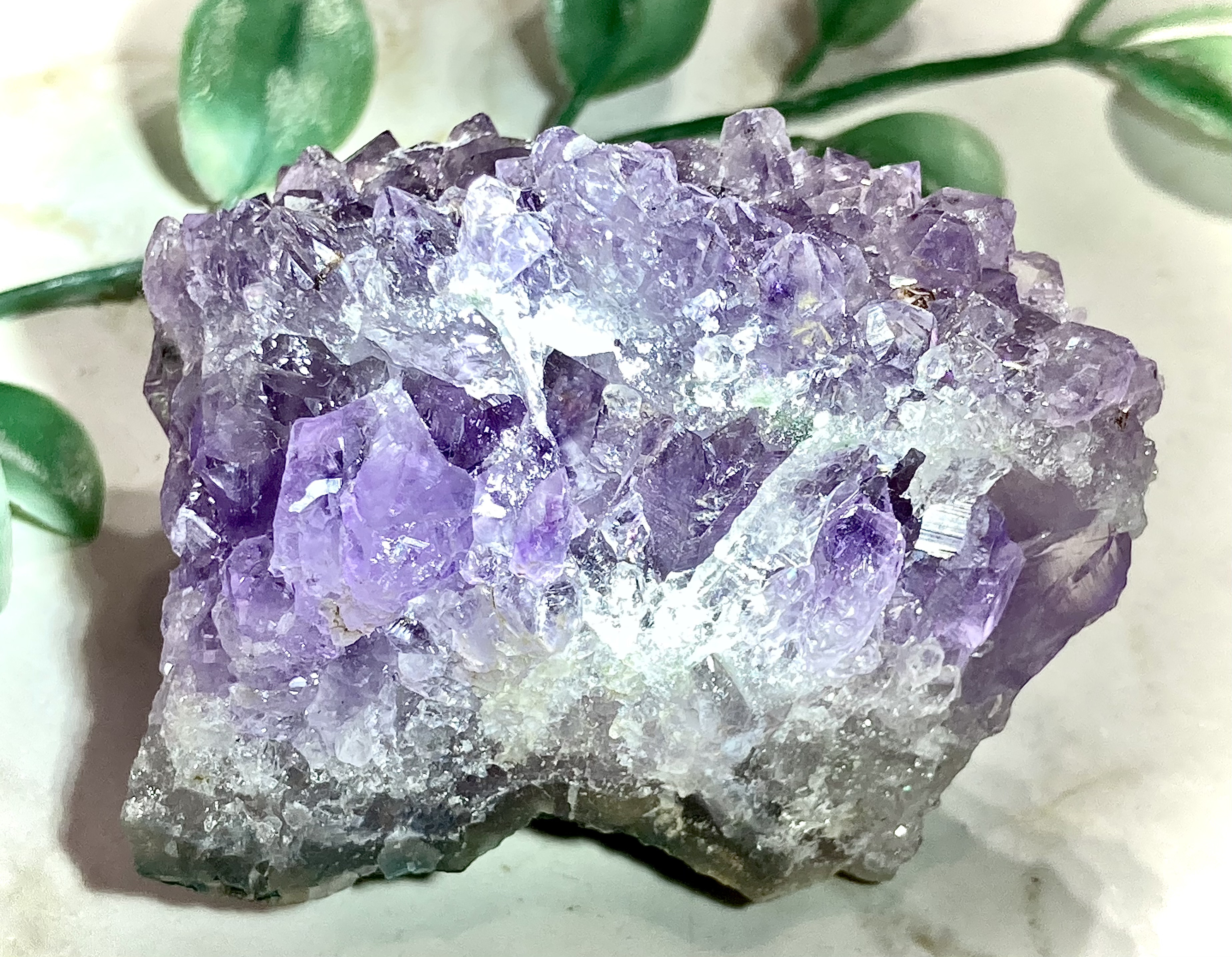 2段紫水晶✨ゲーサイト内包 虹入り アメジスト クラスター 原石 天然石 