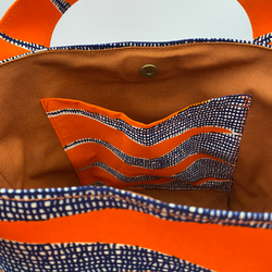[受注製作] [再販] アフリカ布のミニトートバッグ  ペン柄オレンジ 6枚目の画像