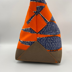 [受注製作] [再販] アフリカ布のミニトートバッグ  ペン柄オレンジ 5枚目の画像