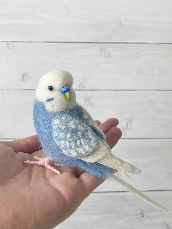 羊毛フェルトのセキセイインコ オパーリン ブルー【オーダー