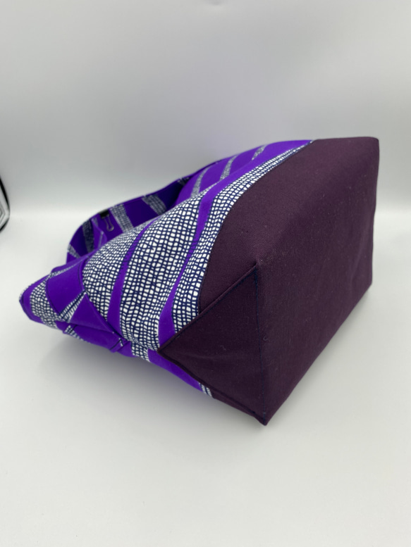 ［受注製作］[再販]アフリカ布のミニトートバッグ　ペン柄パープル　アフリカン 5枚目の画像