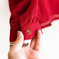 真っ赤なホット刺繍肌に浸透するロマンチックな情熱ShaoZhangアンティークスピニングシャツブラウストップヴィンテージ 7枚目の画像