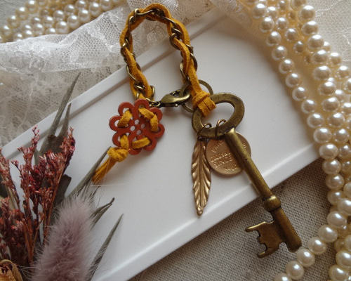 antique～ 鍵モチーフ アンティーク風バッグチャーム その他