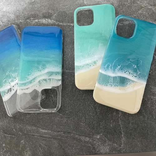 iPhoneケース レジンアート ハンドメイド オーダー可能 オーダー 海のスマホケース iPhoneケース レジンアート バンブー