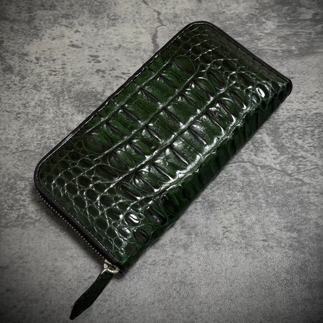 クロコダイル × パイソン 長財布 ホーンバッグ 背部 メンズ財布 レディス財布 シャイニング加工 一枚革 カード１５枚