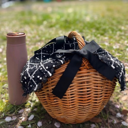 特集掲載❤️】単品 大人カゴバッグ ラタン 籐籠 ✖️リントンツイード