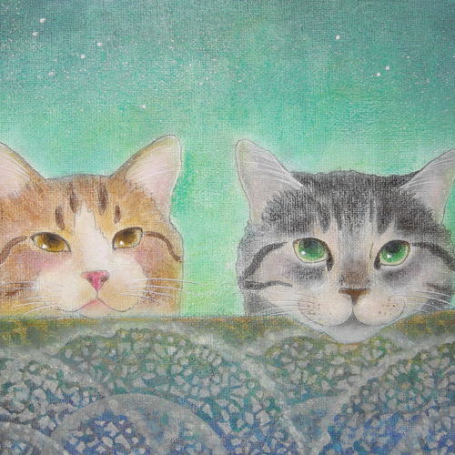 猫 ネコ【原画 ポストカードサイズ 色鉛筆画】 絵画 ちさと 通販 猫 ネコ【原画 ポストカードサイズ 色鉛筆画】 絵画 ちさと 通販
