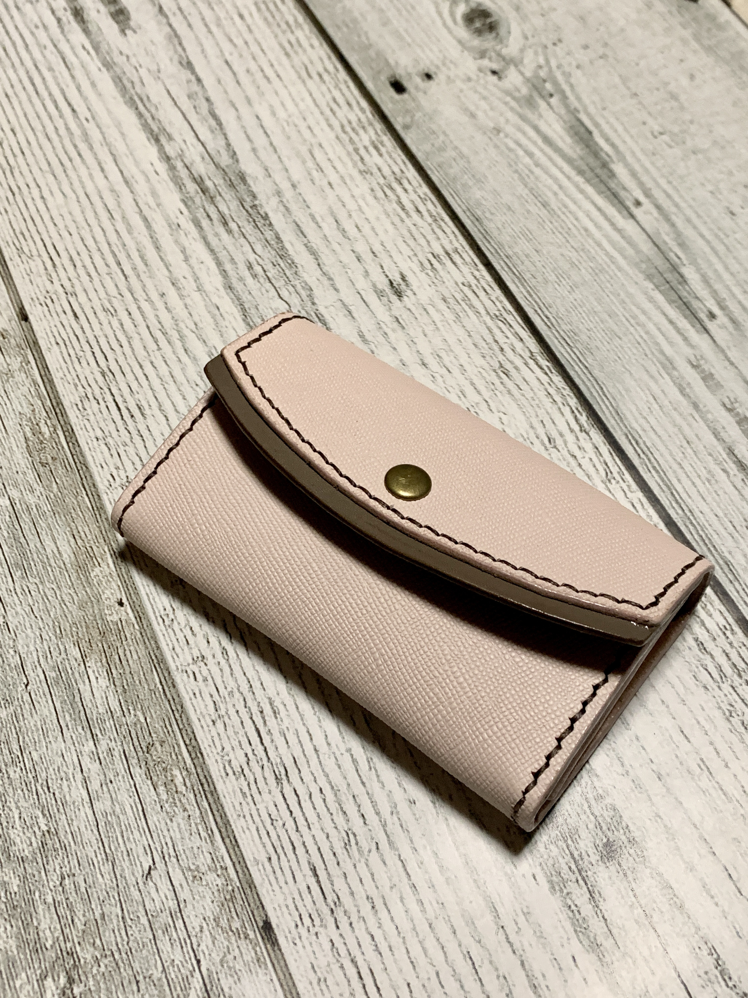 本革　ベビーピンクカードケース