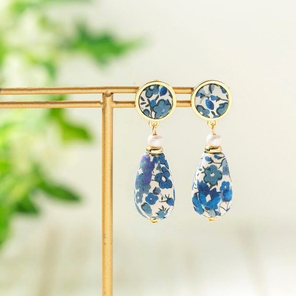 ◯ドロップピアス イヤリング ハンドメイド イヤリング可】ファブリックドロップピアス A ピアス（その他