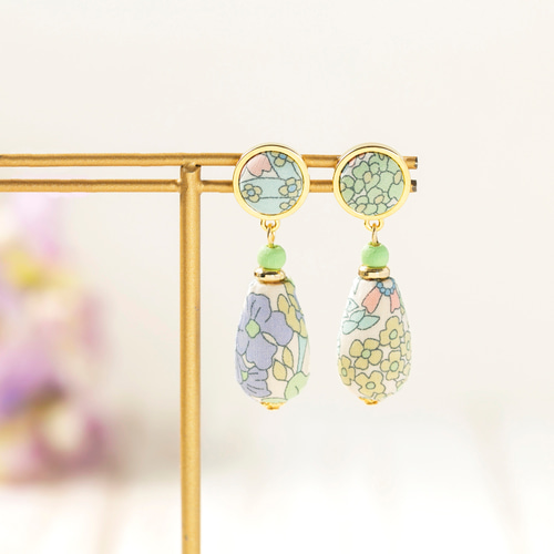 イヤリング可】ファブリックドロップピアス B ピアス（その他