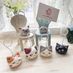 にゃんこカードスタンド 【1個売り】/陶器製 写真立て メモスタンド 猫 1枚目の画像