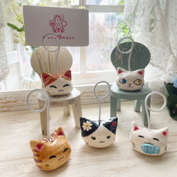 にゃんこカードスタンド 【1個売り】/陶器製 写真立て メモスタンド 猫 4枚目の画像