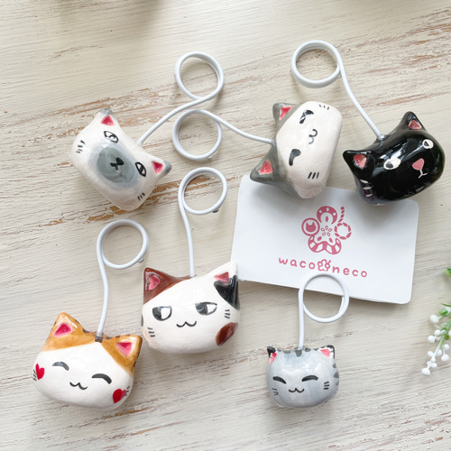 にゃんこカードスタンド 【1個売り】/陶器製 写真立て メモ
