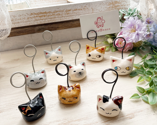 るんぼ様おまとめ　メモスタンド にゃんこカードスタンド 【1個売り】/陶器製 写真立て メモスタンド 猫