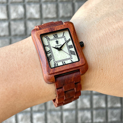 【木製腕時計】EINBAND Licht 四角 木の時計 オシャレ アンティーク ウッド ウォッチ【44×34mm】 7枚目の画像