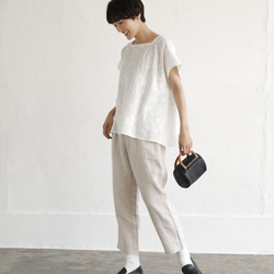 大人の夏服　立体的な刺繍ブラウス　フレンチスリーブ　コットンブラウス220602-1 5枚目の画像