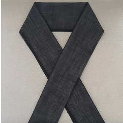 十字地紋 シンプル黒無地 麻の夏半衿 ハンドメイド半襟 ブラック リネン 6枚目の画像