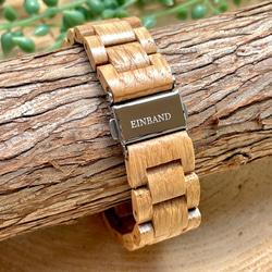 【木製腕時計】EINBAND Himmel オーク 木の時計 数字 木工 温もりあるウッドウォッチ【40mm】 5枚目の画像