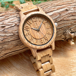 【木製腕時計】EINBAND Himmel オーク 木の時計 数字 木工 温もりあるウッドウォッチ【40mm】 3枚目の画像