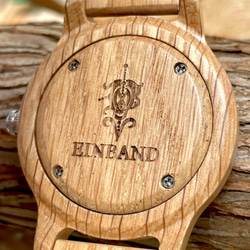 【木製腕時計】EINBAND Himmel オーク 木の時計 数字 木工 温もりあるウッドウォッチ【40mm】 6枚目の画像