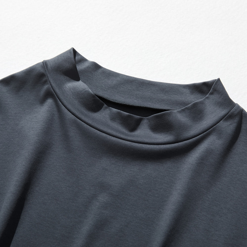 気付けば手に取る コットンカットソー ボトルネック7分袖Tシャツ 気付けば手に取る コットンカットソー ボトルネック7分袖Tシャツ