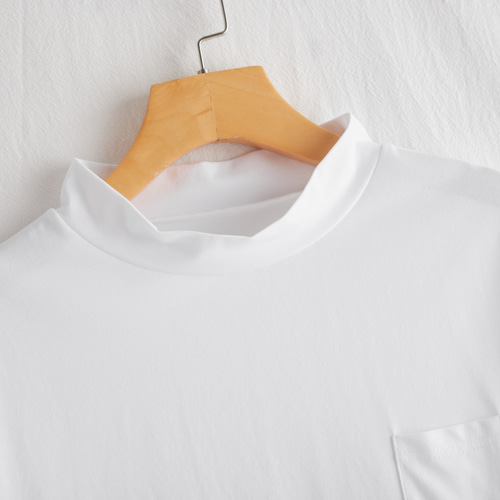 気付けば手に取る コットンカットソー ボトルネック7分袖Tシャツ