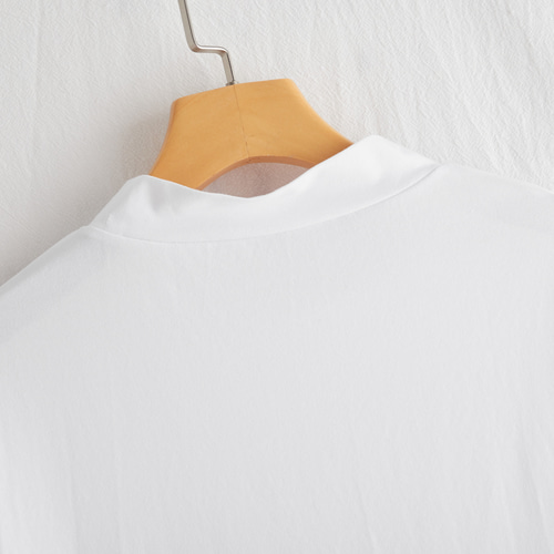 気付けば手に取る コットンカットソー ボトルネック7分袖Tシャツ