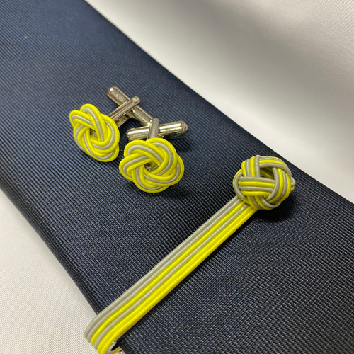 プレゼントにおすすめ！】水引ネクタイピン + カフス 7色から選べる