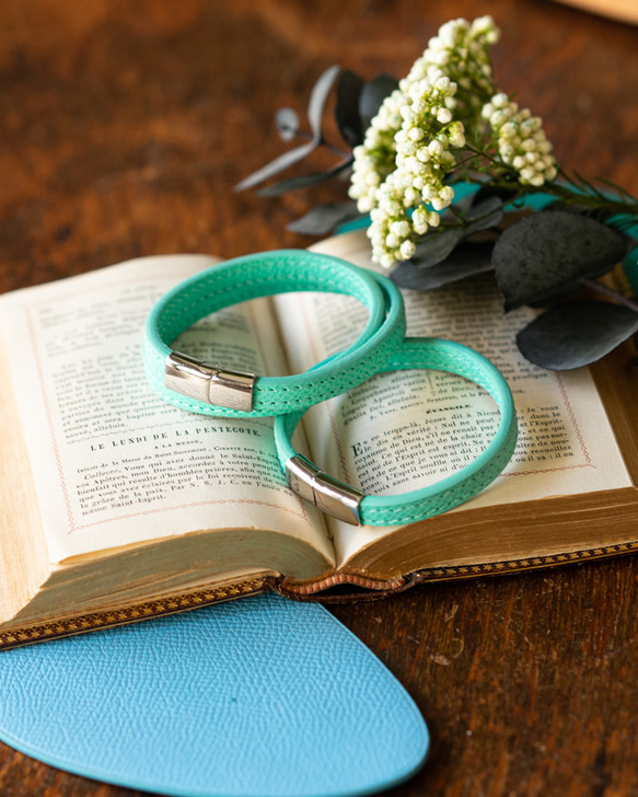 レザーブレスレットダブルタイプ ティファニーブルー ブレスレット