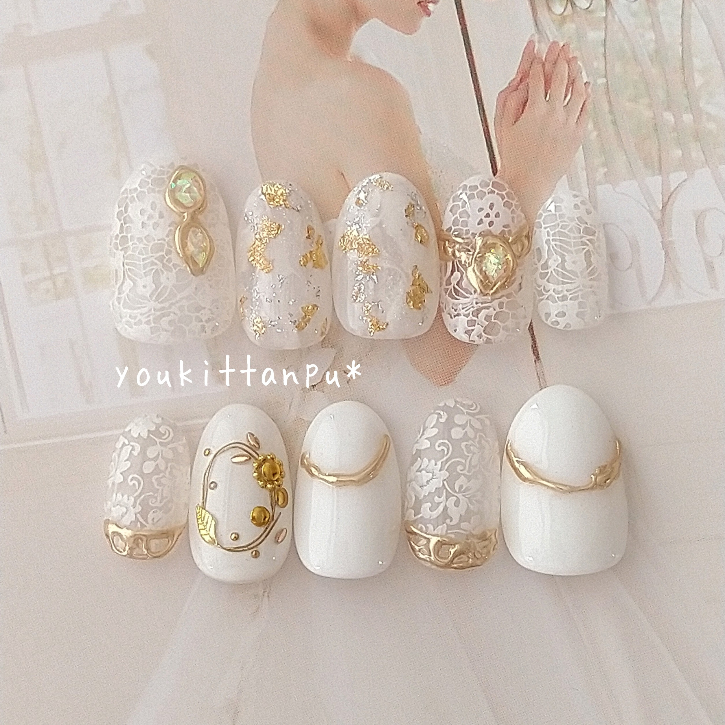 stay gold Ⅱ＊ネイルチップ ブライダル ウェディング 結婚式 成人式 振袖 シンプル 春 夏 秋 冬 白無垢