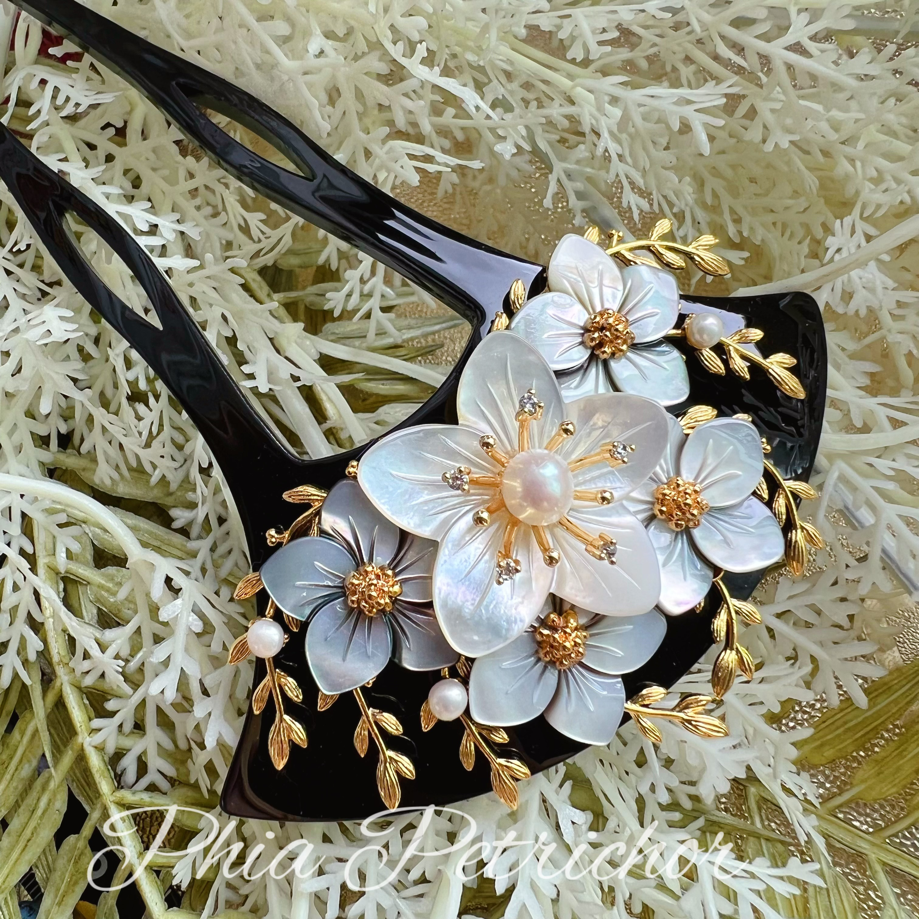 簪 和 K24GP 桜 かんざし バチ型  パール 簪 着物 髪飾り 留袖 着物 成人式 結婚式 卒業式