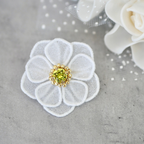 539＊紫陽花 ホワイト ブローチ