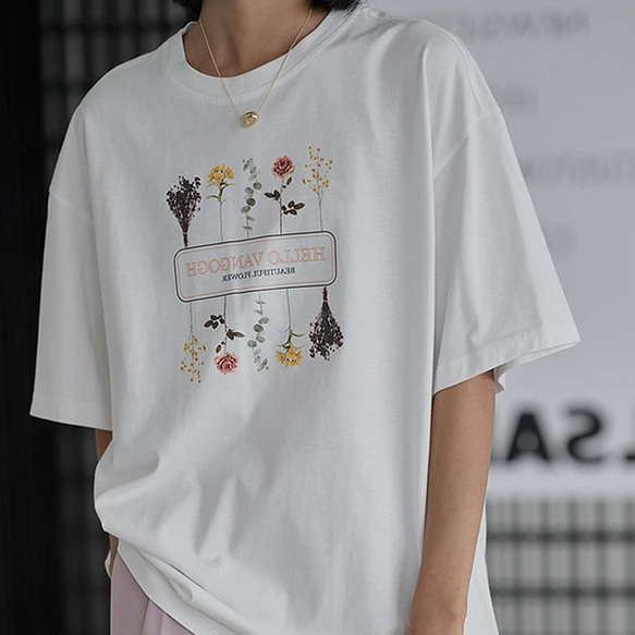オーバー tシャツオフホワイト ロン t シャツ ワンポイント