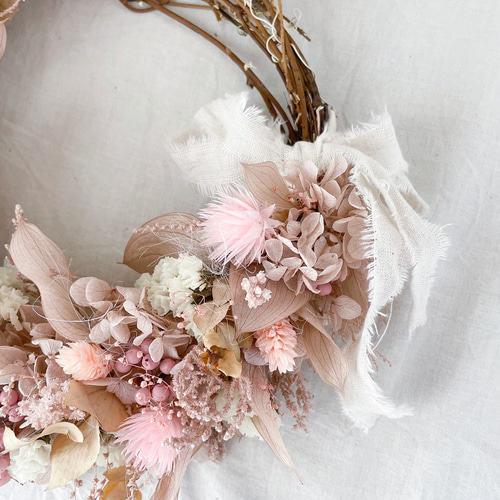 ドライフラワーピンクのハーフリース