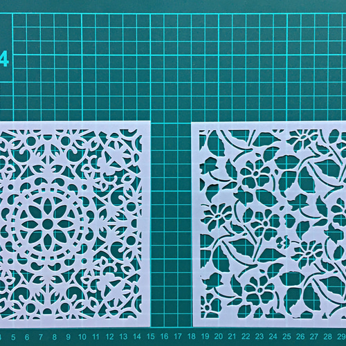 M-15】 ステンシルシート 8枚 セット 花 マンダラ 模様 編み図