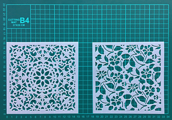 【M-15】 ステンシルシート 8枚 セット 花 マンダラ 模様 4枚目の画像