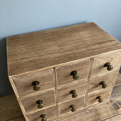 ヴィンテージ風 nineドロワー チェスト 薬箪笥風 抽斗 小引き出し