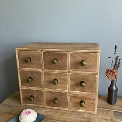 ヴィンテージ風 nineドロワー チェスト 薬箪笥風 抽斗 小引き出し