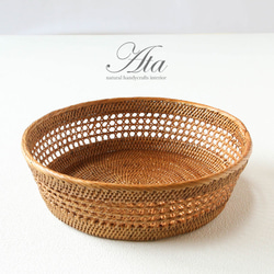 ◇翌日出荷◇ナチュラルな素材感。アタ製透かし編みかご みかんかご