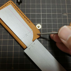 カスタムレザーシース　本革製革包丁カバー　ダミー対応 5枚目の画像