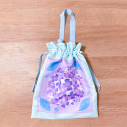紫陽花の巾着バッグ 6枚目の画像