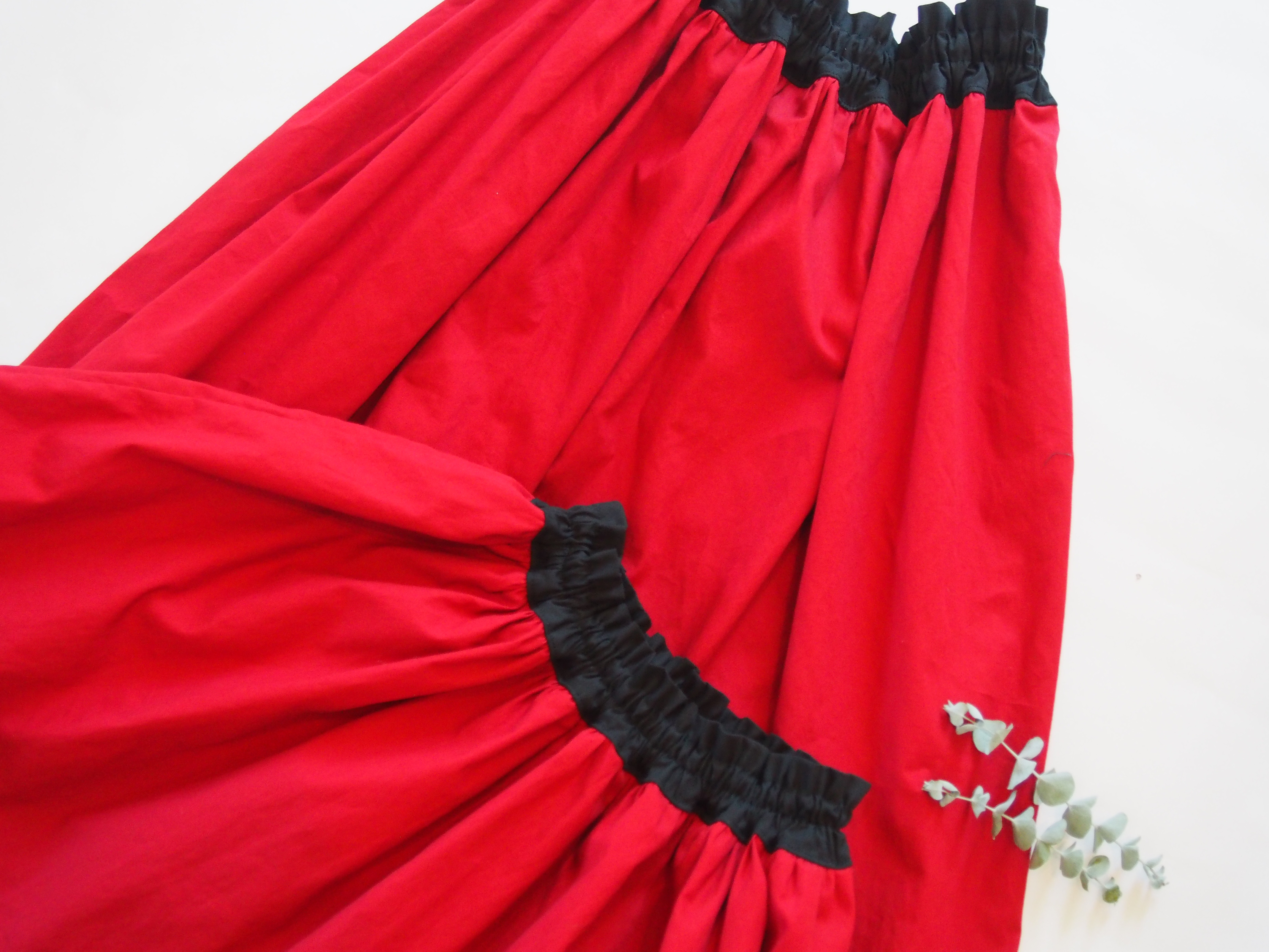 親子　お揃いコーデ　お出かけ　スカート　2点set　女の子　リンクコーデ　ペアコーデ　赤 夏