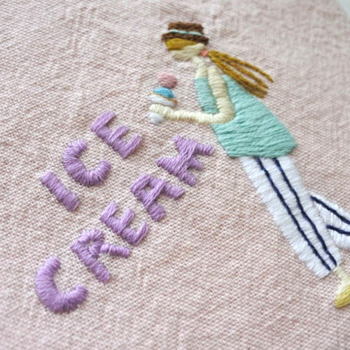アイスクリームと女の子 刺繍 文庫本 ブックカバー ブックカバー ざっ