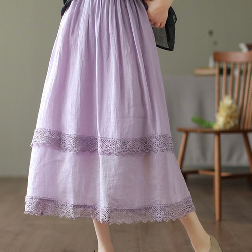 夏ロングスカートレディース 刺繍スカート ロング フレア スカート