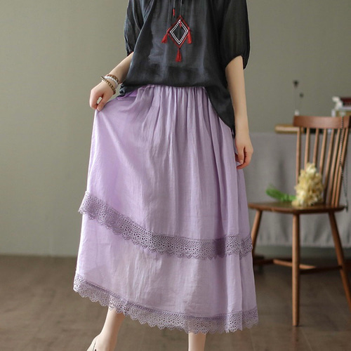 夏ロングスカートレディース 刺繍スカート ロング フレア